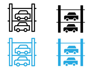 Multi Storey Parking icon black and white vector outline sign