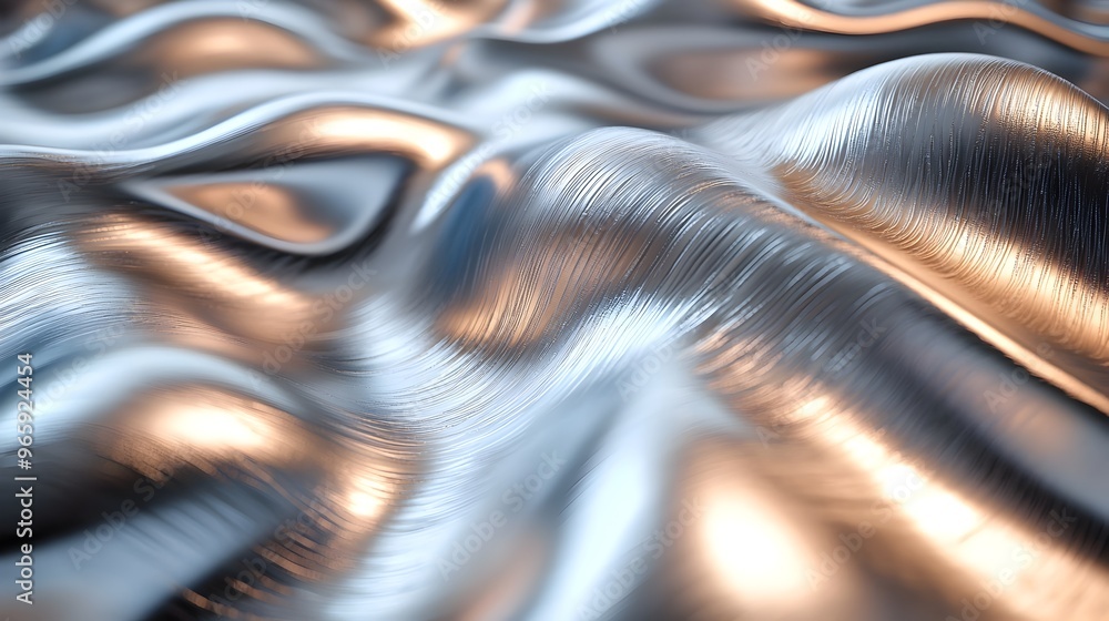 Poster captivating metallic waves of fluid abstract patterns