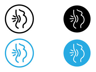 Pregnant woman backache icon (2) black and white vector outline sign
