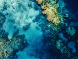 Vibrant Aerial View of the Diverse Coral Reef Ecosystem in the Great Barrier Reef