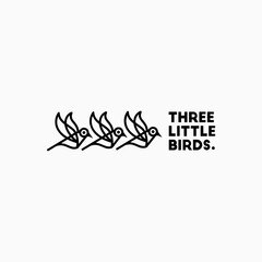 Obraz premium three cute little bird logo icon. bird line design icon