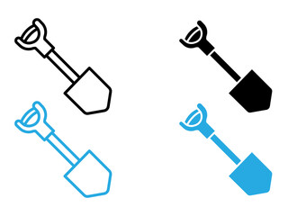 Short spade icon black and white vector outline sign