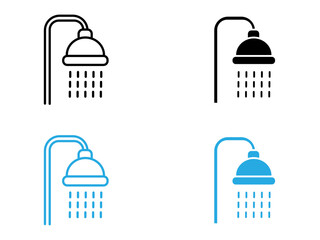 Shower icon black and white vector outline sign