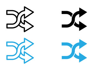 Shuffle icon black and white vector outline sign