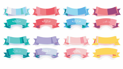 
Colorful Vector Ribbon Banners. Set of Ribbons Banners with Label, modern simple flat design