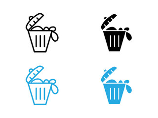 Solid waste icon black and white vector outline sign