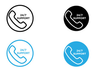 Support call service icon black and white vector outline sign