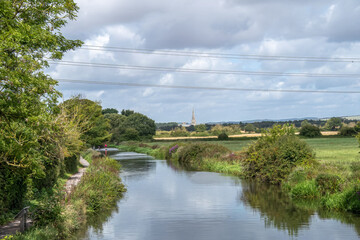 view of Chichester Cathedral from the ship canal West Sussex England