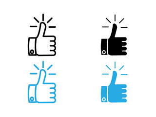 Thumbs Up icon black and white vector outline sign