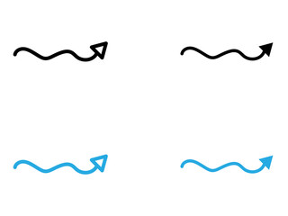 undulating arrow icon black and white vector outline sign