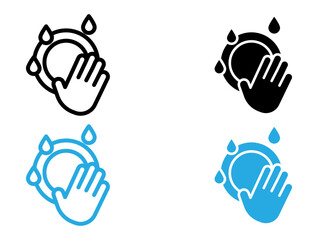 Washing plate icon black and white vector outline sign