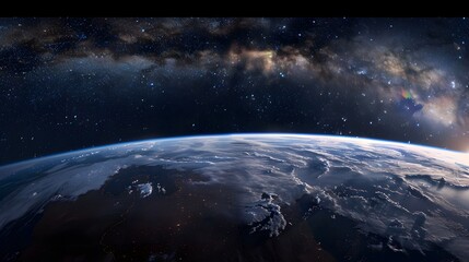 Breathtaking Night View of Earth Blending with the Milky Way Galaxy s Splendor