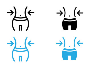 Weight loss icon (2) black and white vector outline sign