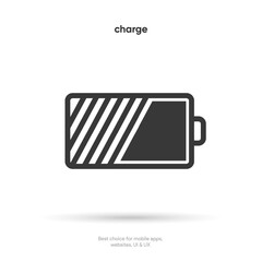 Battery charging process template Phone charge showing. Plugged and charging phone. Vector illustration EPS10. Battery charging.