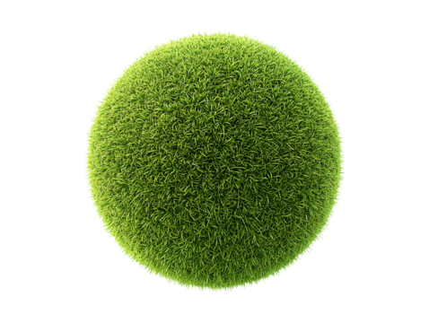 Green grass ball isolated on transparent or white background
