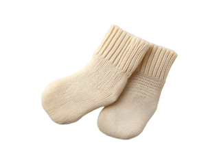 Knitted baby socks isolated on transparent or white background