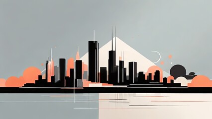 Minimalist Urban Skyline with Clean Lines