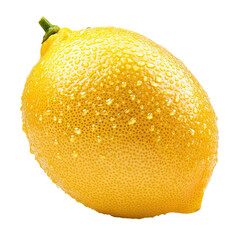 A juicy, yellow lemon covered in water droplets, ready to be squeezed for its refreshing juice.