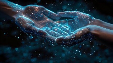 Fototapeta premium Cosmic Hand Holding the Universe of Glowing Stars and Nebulae