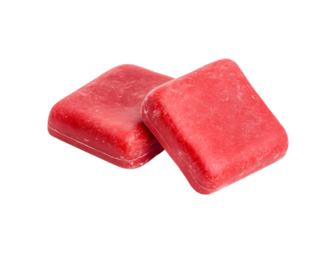 Red chewing gum pieces isolated on transparent or white background