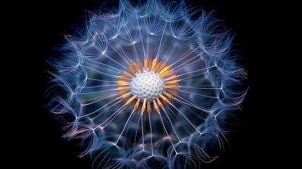 Obraz premium Enchanting Dandelion Blossom with Glowing Wispy Petals in Ethereal Lighting