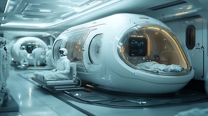 biotechnology lab where scientists use nanotechnology to develop targeted treatments for cancer, with advanced AI monitoring the progress of the nanobots in real-time 