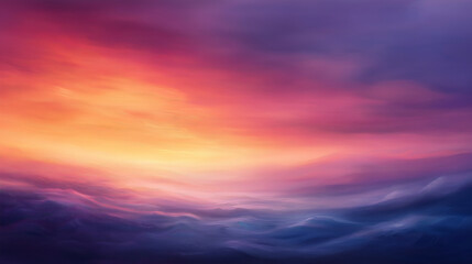 Fototapeta premium A painting of a sky with a purple and orange sunset