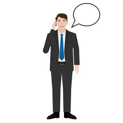ฺBusinessman Talking on Phone. Man Calling. Vector Illustration Isolated on White Background.