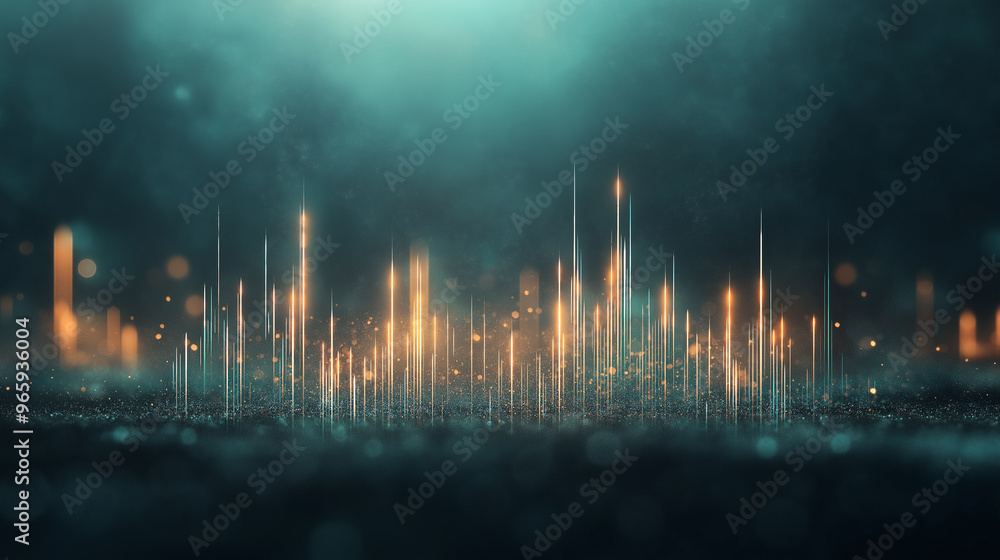 Canvas Prints a blurry image of a cityscape with a blue sky in the background