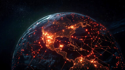 Obraz premium Connected World: The Digital Network of Our Planet