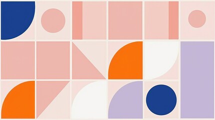 Geometric Abstract Composition with Pastel and Vibrant Colors for Modern Design Projects