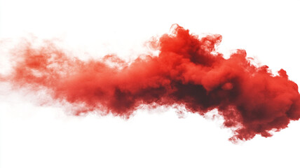 Bold red smoke swirling gracefully across a clean white background in an artistic representation