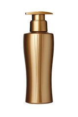 A gold bottle of hair care product with a pump dispenser.