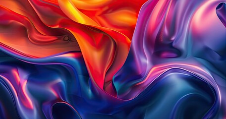 Obraz premium A vibrant, flowing abstract design showcasing smooth, colorful fabric-like textures.