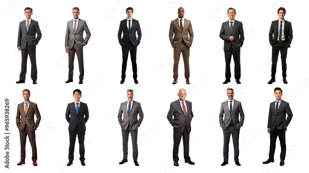 Wall mural PNG diverse businessmen full body element set, transparent background