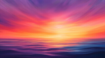 Fototapeta premium A painting of a sunset with a purple sky and a blue ocean