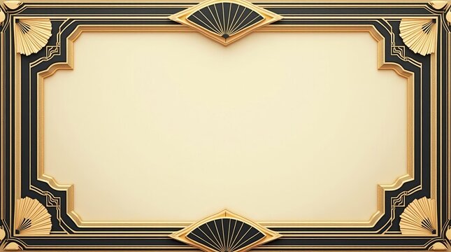 Elegant Art Deco Frame: Vintage Gold Border Design for Invitations, Certificates and Luxury Branding