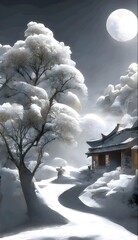 snow season, winter, ice season, nature, snowfall, hail, winter wallpaper, snow art, ice season in japan, snow in the mountains, amazing view