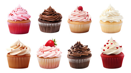 PNG cupcake dessert element set, transparent background