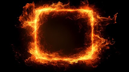 Fototapeta premium Abstract Fiery Frame with Intense Burning Flames and Energetic Glowing Embers