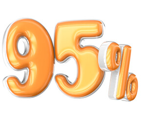 95 Percent Yellow With White Color 3D Render