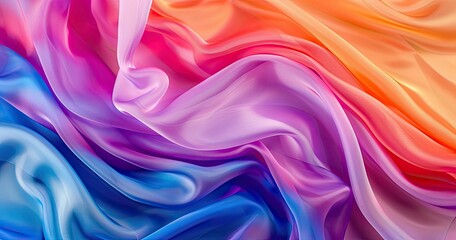 Obraz premium A vibrant, flowing fabric showcasing a gradient of colors, evoking a sense of elegance and artistic flair.