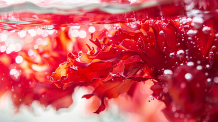 Underwater Macro Shot of Red Algae with Deep Red Coloration