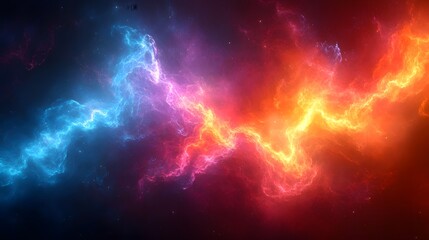 Fototapeta premium Abstract background featuring dynamic fractal lightning with vibrant colors. 3D realistic rendering highlights the striking and popular nature of the design.