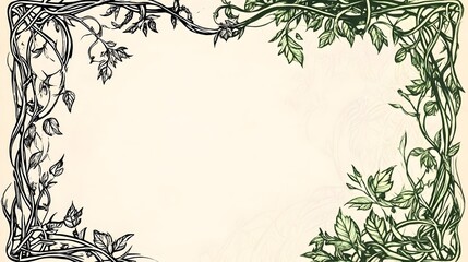 Elegant Vintage-Inspired Floral Border Frame with Leafy Vines and Branches