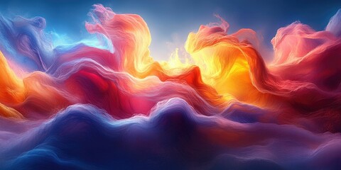 Obraz premium Abstract colorful clouds with vibrant hues at sunrise.