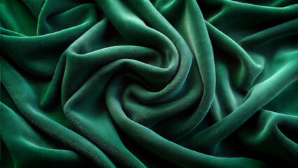 Fototapeta premium Luxurious green velvet fabric with flowing folds and rich texture for elegant design projects