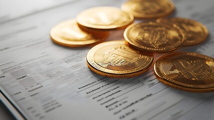 Payday Concept with Paycheck and Gold Coins Representing Financial Reward in 3D Rendering