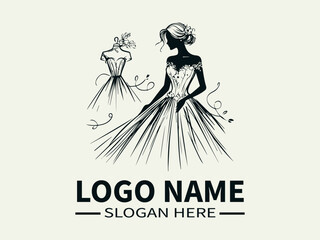 Elegant Bride Logo Design, Wedding Dress, Bridal Boutique, Wedding Planner, Dream Wedding
