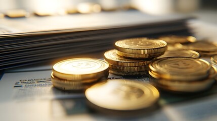 Pay Day Reward Concept with Paycheck and Gold Coins in 3D Rendering